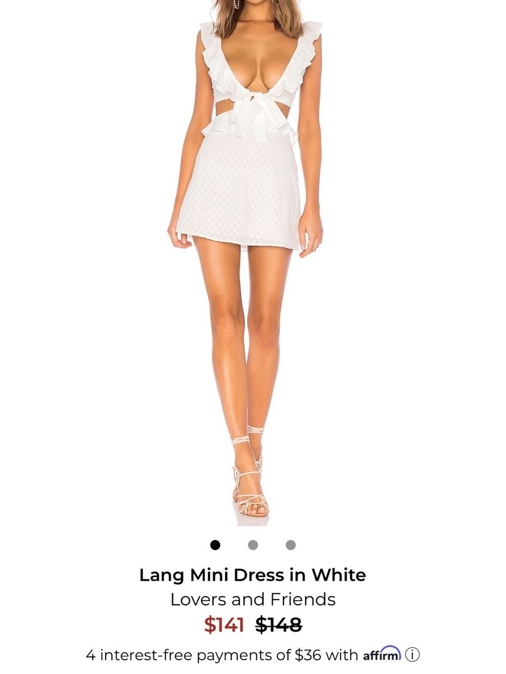 Lovers + Friends White Ruffle Tie-Front Mini Dress